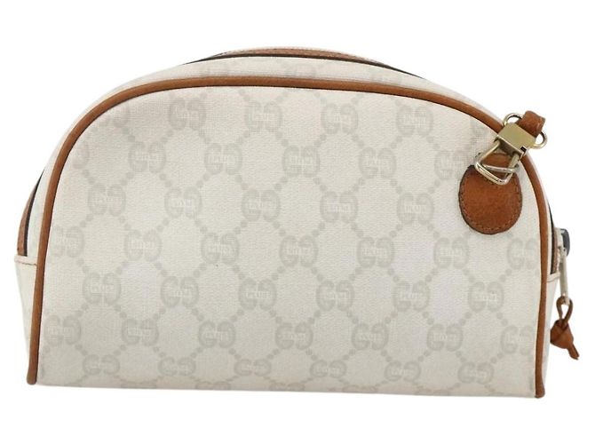 Borsa a Spalla GUCCI GG Plus Supreme PVC Bianco Oro Auth 175962 - vista 2