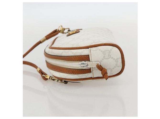 Borsa a Spalla GUCCI GG Plus Supreme PVC Bianco Oro Auth 175962 - vista 3