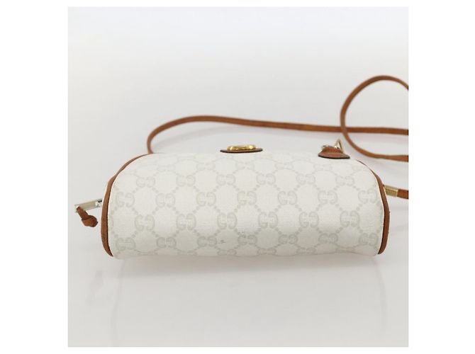 Borsa a Spalla GUCCI GG Plus Supreme PVC Bianco Oro Auth 175962 - vista 5