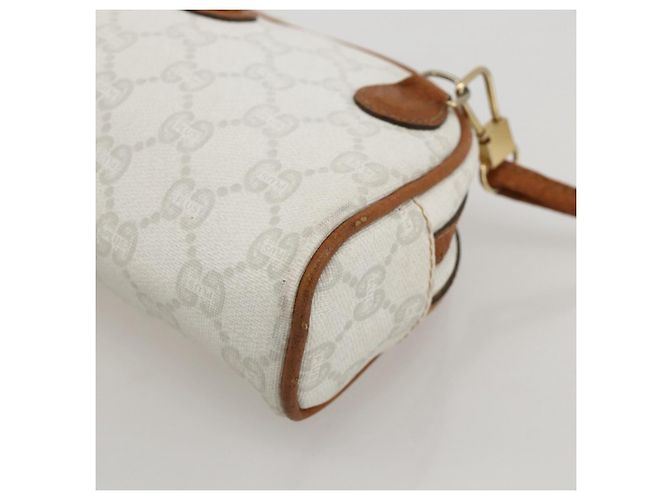 Borsa a Spalla GUCCI GG Plus Supreme PVC Bianco Oro Auth 175962 - vista 9