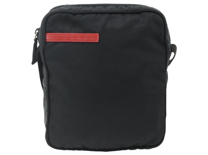 Borsa a Spalla Sportiva PRADA in Nylon Nero e Argento Auth ti3828 - vista 13