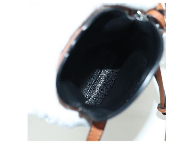 LOEWE Ghibli Collaborazione Gate Pocket Bag Pelle Marrone Argento Auth 172347SM - vista 10