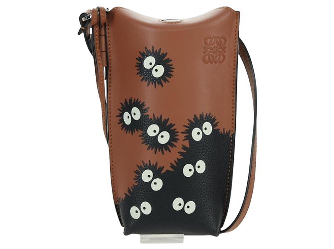 LOEWE Ghibli Collaborazione Gate Pocket Bag Pelle Marrone Argento Auth 172347SM - vista 13