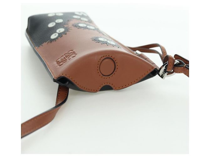 LOEWE Ghibli Collaborazione Gate Pocket Bag Pelle Marrone Argento Auth 172347SM - vista 6