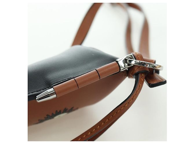 LOEWE Ghibli Collaborazione Gate Pocket Bag Pelle Marrone Argento Auth 172347SM - vista 9