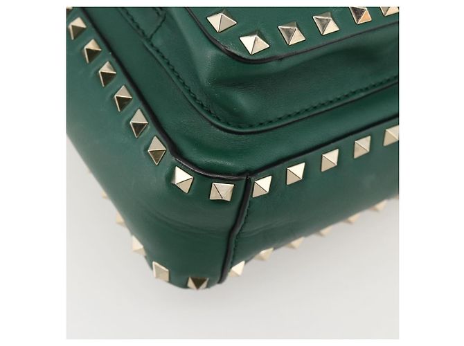 Zaino in pelle Valentino Rock Studs verde oro Auth BA12134A D'oro - vista 16