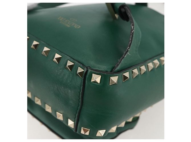Zaino in pelle Valentino Rock Studs verde oro Auth BA12134A D'oro - vista 17