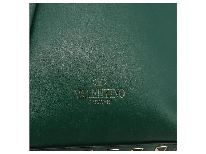 Zaino in pelle Valentino Rock Studs verde oro Auth BA12134A D'oro - vista 19