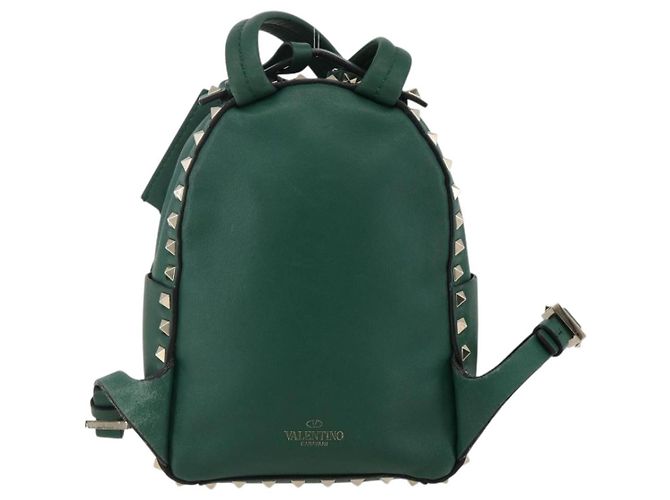 Zaino in pelle Valentino Rock Studs verde oro Auth BA12134A D'oro - vista 2