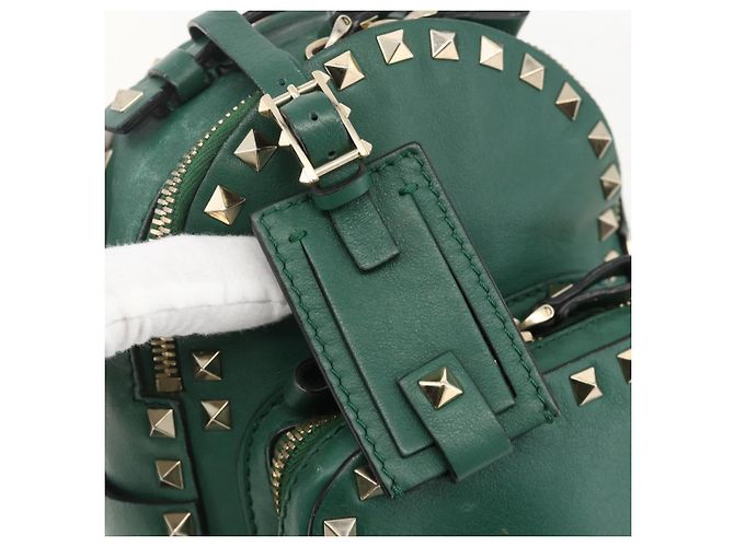 Zaino in pelle Valentino Rock Studs verde oro Auth BA12134A D'oro - vista 20