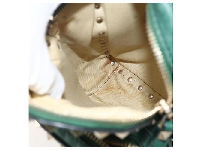Zaino in pelle Valentino Rock Studs verde oro Auth BA12134A D'oro - vista 23