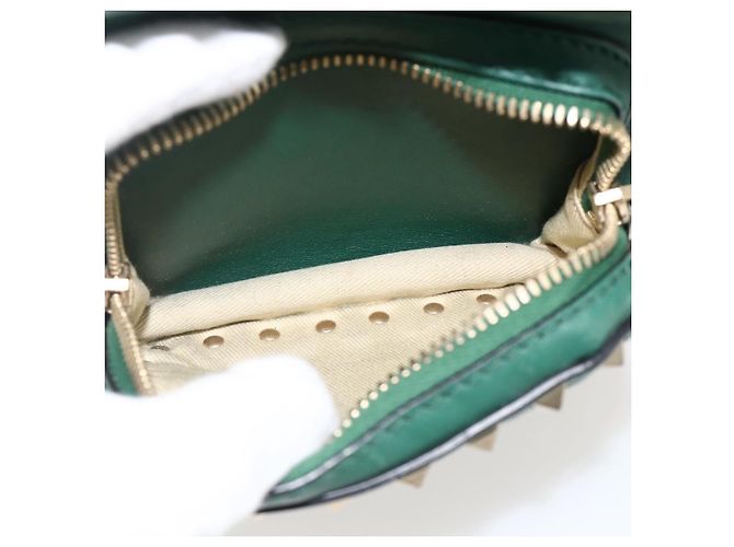 Zaino in pelle Valentino Rock Studs verde oro Auth BA12134A D'oro - vista 24