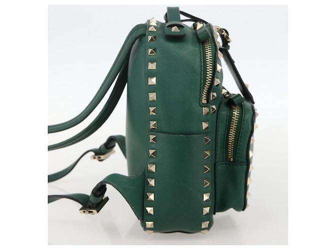 Zaino in pelle Valentino Rock Studs verde oro Auth BA12134A D'oro - vista 3