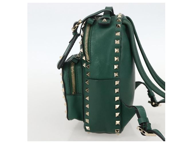 Zaino in pelle Valentino Rock Studs verde oro Auth BA12134A D'oro - vista 4