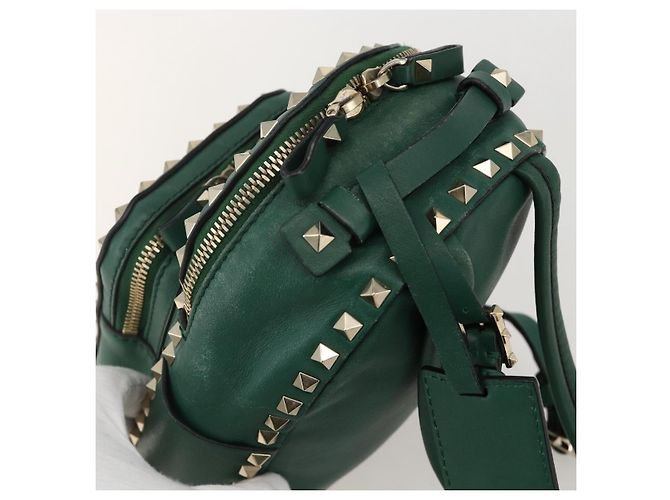 Zaino in pelle Valentino Rock Studs verde oro Auth BA12134A D'oro - vista 6