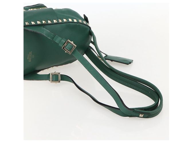 Zaino in pelle Valentino Rock Studs verde oro Auth BA12134A D'oro - vista 8