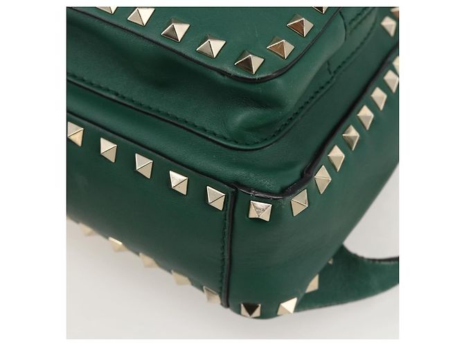 Zaino in pelle Valentino Rock Studs verde oro Auth BA12134A D'oro - vista 9