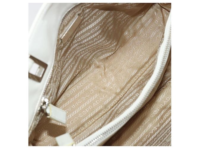 Prada Tote Bag aus Leder Weiß Silber Auth am11340 - Ansicht 11