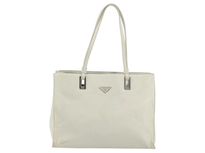 Prada Tote Bag aus Leder Weiß Silber Auth am11340 - Ansicht 13