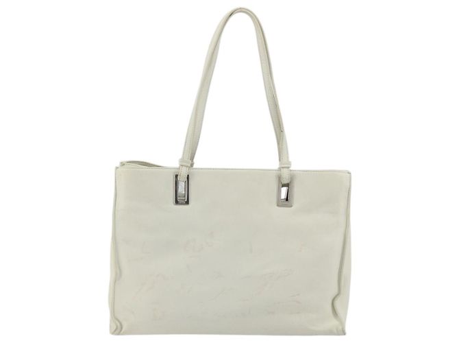 Prada Tote Bag aus Leder Weiß Silber Auth am11340 - Ansicht 2