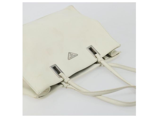 Prada Tote Bag aus Leder Weiß Silber Auth am11340 - Ansicht 6