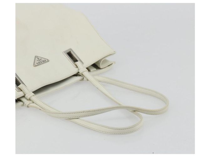 Prada Tote Bag aus Leder Weiß Silber Auth am11340 - Ansicht 7