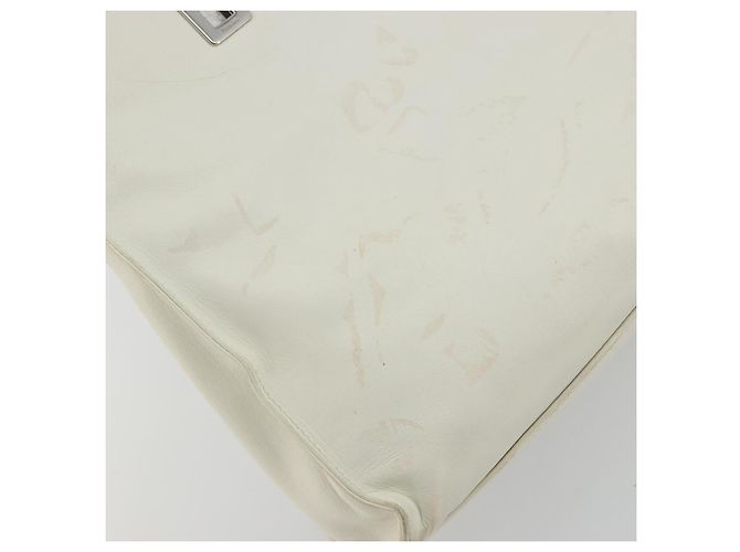 Prada Tote Bag aus Leder Weiß Silber Auth am11340 - Ansicht 9