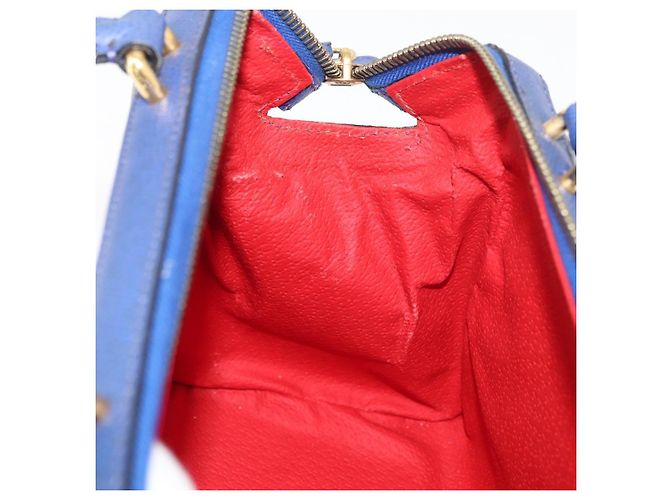 Céline Borsa a mano CELINE in pelle blu oro Auth YKZ1208 D'oro - vista 18