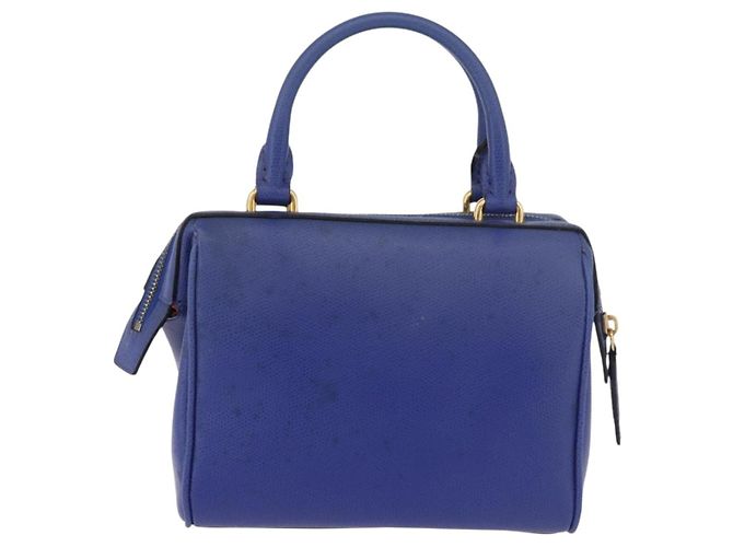 Céline Borsa a mano CELINE in pelle blu oro Auth YKZ1208 D'oro - vista 2