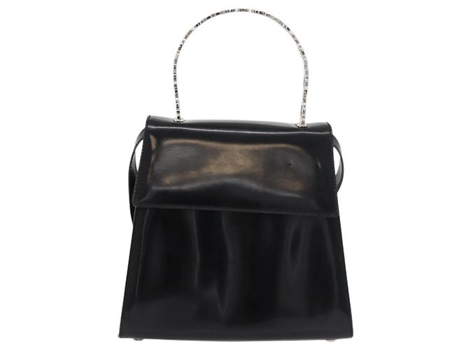 Borsa Gancini Salvatore Ferragamo in pelle verniciata 2 in 1 Nero Argento Auth 175600A - vista 13