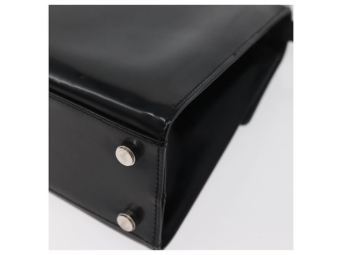 Borsa Gancini Salvatore Ferragamo in pelle verniciata 2 in 1 Nero Argento Auth 175600A - vista 18