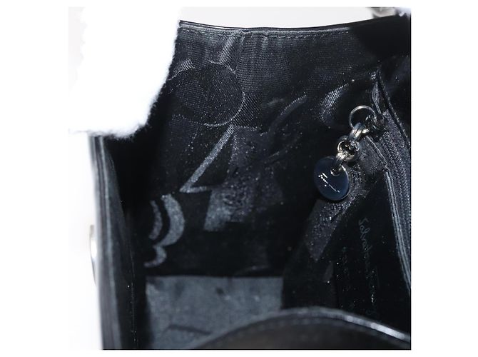 Borsa Gancini Salvatore Ferragamo in pelle verniciata 2 in 1 Nero Argento Auth 175600A - vista 20