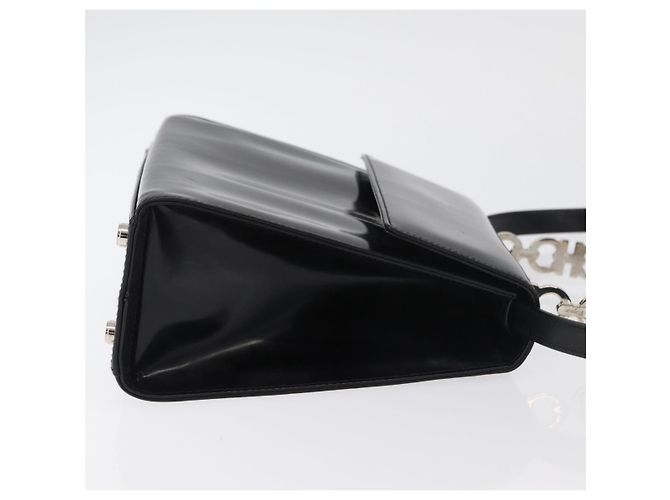 Borsa Gancini Salvatore Ferragamo in pelle verniciata 2 in 1 Nero Argento Auth 175600A - vista 3