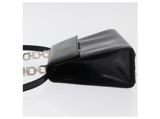 Borsa Gancini Salvatore Ferragamo in pelle verniciata 2 in 1 Nero Argento Auth 175600A - vista 4