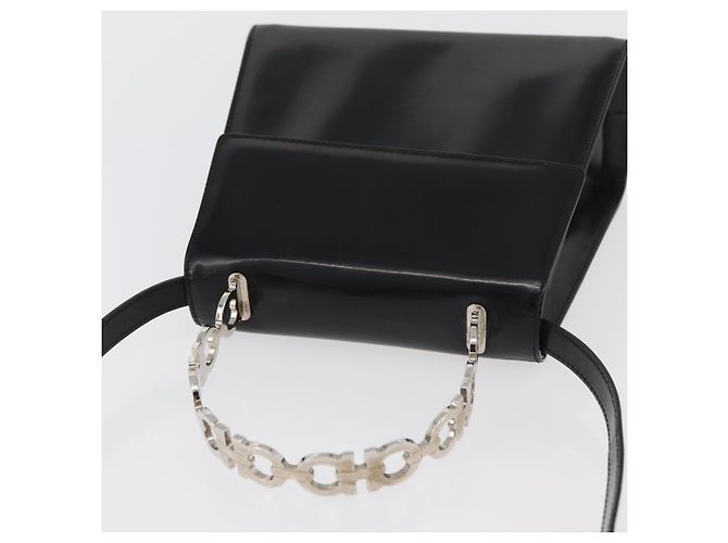 Borsa Gancini Salvatore Ferragamo in pelle verniciata 2 in 1 Nero Argento Auth 175600A - vista 6