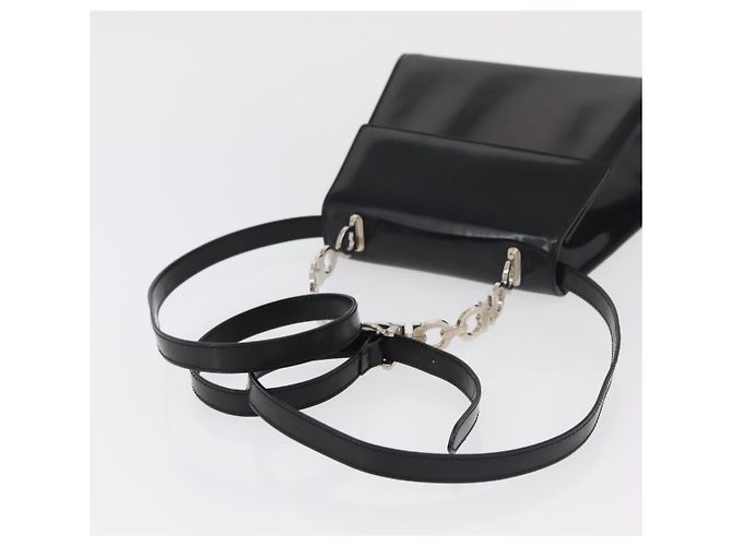 Borsa Gancini Salvatore Ferragamo in pelle verniciata 2 in 1 Nero Argento Auth 175600A - vista 8