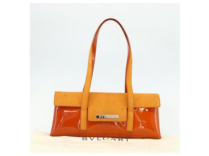 Bulgari BVLGARI Schultertasche Lackleder Orange Silber Auth BA12153A - Ansicht 12