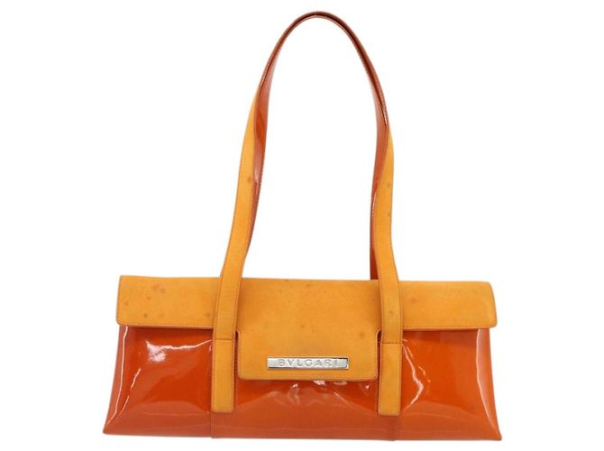Bulgari BVLGARI Schultertasche Lackleder Orange Silber Auth BA12153A - Ansicht 13