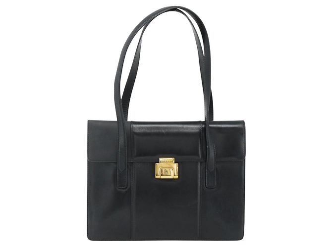Gucci Borsa Tote in pelle nera e oro Auth 176030 Nero D'oro - vista 13