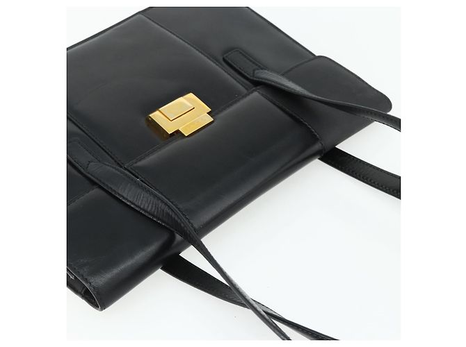Gucci Borsa Tote in pelle nera e oro Auth 176030 Nero D'oro - vista 6