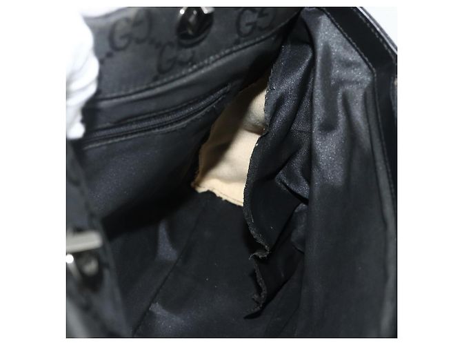 Borsa a mano GG Canvas Bamboo Gucci Nylon Nero Argento 002 1010 Auth 176148 - vista 11