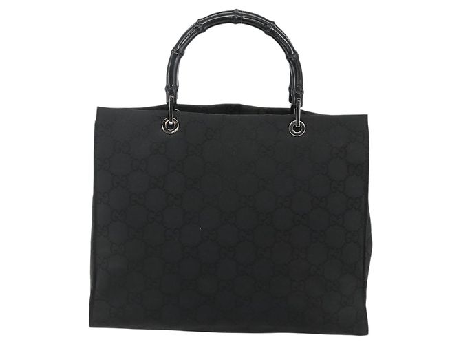 Borsa a mano GG Canvas Bamboo Gucci Nylon Nero Argento 002 1010 Auth 176148 - vista 13