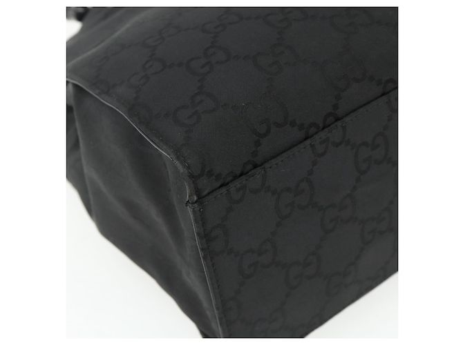 Borsa a mano GG Canvas Bamboo Gucci Nylon Nero Argento 002 1010 Auth 176148 - vista 16