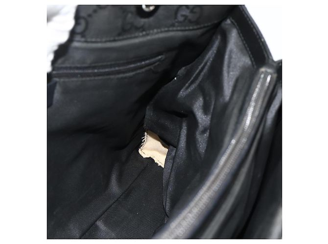 Borsa a mano GG Canvas Bamboo Gucci Nylon Nero Argento 002 1010 Auth 176148 - vista 18