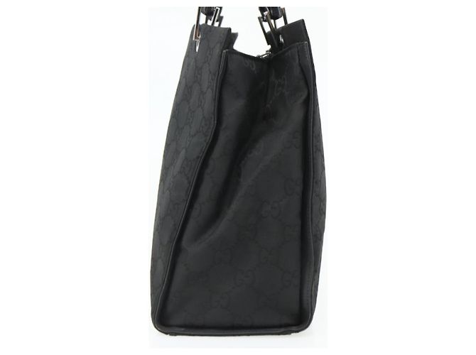 Borsa a mano GG Canvas Bamboo Gucci Nylon Nero Argento 002 1010 Auth 176148 - vista 3