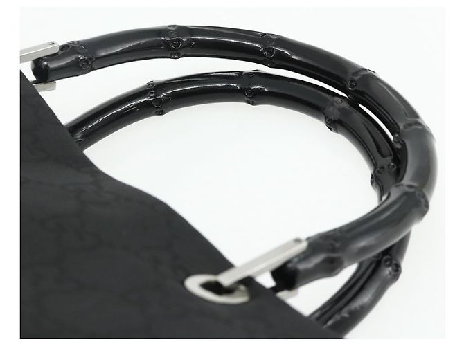 Borsa a mano GG Canvas Bamboo Gucci Nylon Nero Argento 002 1010 Auth 176148 - vista 8