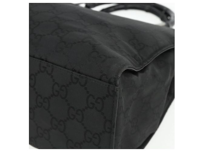Borsa a mano GG Canvas Bamboo Gucci Nylon Nero Argento 002 1010 Auth 176148 - vista 9
