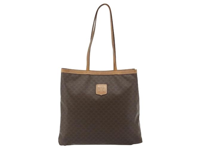 Céline Borsa tote in tela Macadam CELINE in pelle PVC marrone oro Auth mr2315 D'oro - vista 13