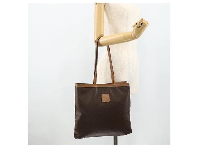 Céline Borsa tote in tela Macadam CELINE in pelle PVC marrone oro Auth mr2315 D'oro - vista 19