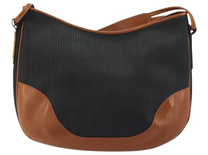 Bolsa de Ombro Salvatore Ferragamo em Couro Preto e Ouro Auth 175157 Dourado - vista 13